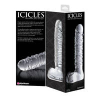 8.5" Textured Glass Cock + Balls