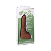 The Realistic Cock - Squirting Cock - With Removable Vac-U-Lock Suction Cup - ULTRASKYN - 9.5 Inch (with balls) Caramel