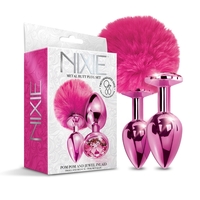 Nixie Metal Butt Plug Set Pom Pom And Jewel Inlaid  Metallic