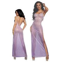 DreamGirl Ombre Glitter Mesh Gown Lilac S/M