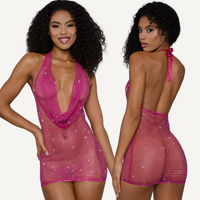 DreamGirl Rhinestone Cowl Neck Mini Dress  L/XL
