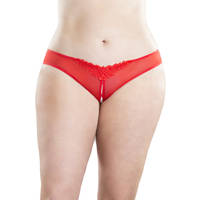 Crotchless Thong W/ Pearls And Venise Detail