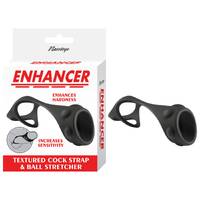Enhancer Textured Cock Strap and Ball Stretcher-Black