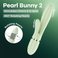 Satisfyer Pearl Bunny 2 - Light Green Light Green 21.5 cm USB-C Rechargeable Rabbit Vibrator