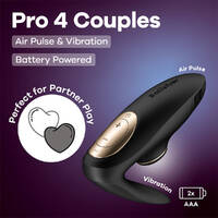 Satisfyer Pro 4 Couples - Battery Series Black U-Shaped Couples Vibe with Air Pulsation
