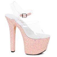 Stiletto Platform Sandal With Peach Glitter 7" Stiletto Platform Sandal With Peach Glitter 7"