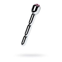 Metal Urethral Plug W Ruby Rhinestone