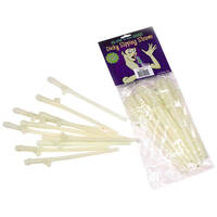 Glowing Dicky Drink Straws X10