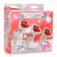 Booty Sparks  Heart Gem Glass Anal Plug Set
