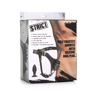 Strict Male Chastity Harness With Silicone Anal Plug
