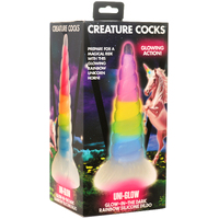Creature Cocks Uni Glow Glow In Dark Rainbow 19.5cm Unicorn Fantasy Dildo