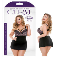 Curve Josephine Chemise/G String Rose Leopard 1X/2X