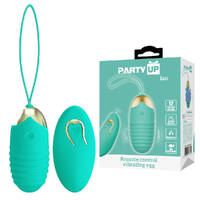 Party Up IAN Remote Egg - Teal Teal USB Rechargeable Vibrating Egg with Wireless Remote