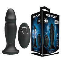 MR PLAY Powerful Vibrating Anal Plug Black 12.4 cm USB Rechargeable Vibrating Anal Plug with Remote