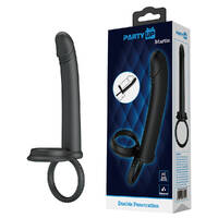 Party Up MARTIN Double Penetrator Black Cock & Ball Rings with Double Penetrator