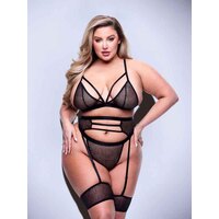 Baci 3Pc Strappy Bra Garter/Panty Q