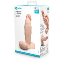 B Vibe Slipskin Realistic Silicone Dildo 8". Girthy Cream