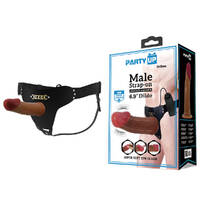 Party Up NELSON Vibrating Strap-On Brown 17.5 cm Vibrating Hollow Strap-On