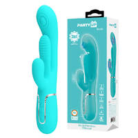 Party Up ANDY Multi Function Vibrator - Teal Teal 22.2 cm USB Rechargeable Rabbit Vibrator with Flicking and Thumping Tip