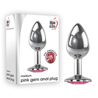 Gem Anal Plug Medium  Medium 8.2cm Metal Butt Plug With  Gem