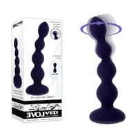 Evolved Pleasure Orbit Navy  17.8cm Usb Rechargeable Twirling & Vibrating Anal Beads With Remote