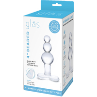 4" Beaded Glass Butt Plug With Tapered Base