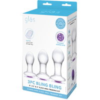 3Pc Bling Bling 3" / 3.5"/ 4" Glass Anal Training Set