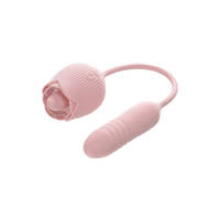 Thrust & Tickle Rose Vibrator  Usb Rechargeable Flickering Rose Stimulator With Thrusting Bullet Thrust & Tickle Rose Vibrator  Usb Rechargeable Flickering Rose Stimulator With Thrusting Bullet