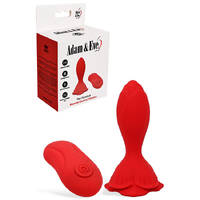 Adam & Eve THE ROSEBUD Red 10.2 cm USB Rechargeable Vibrating Butt Plug with Remote