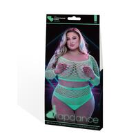Lapdance 2Pc Glow In The Dark Long Sleeve Crop Top/Panty Set Q