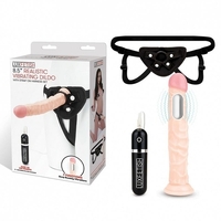 Lux Fetish 8.5" Realistic Vibrating Dildo & Strap On Harness Set Lux Fetish 8.5" Realistic Vibrating Dildo & Strap On Harness Set