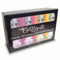 Glitterati Penis 177ml Drinking Glass Pack 4 Pack