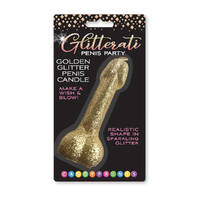 Glitterati Gold Glitter Penis Candle Gold 10 cm Penis Party Candle