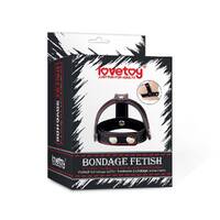 Bondage Fetish T-Style Leather Cock Ring with Ball Divider Black Cock Ring