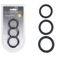 LEVELZ Classic Silicone Cock Ring Set - L/XL/XXL Black Cock Rings - Set of 3 Sizes