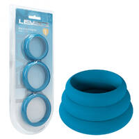 LEVELZ Wide O Silicone Cock Ring Set of 3 - L/XL/2X Teal Cock Rings - Set of 3 Sizes