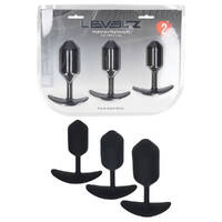 LEVELZ Silicone Weighted Anal Plug Training Set Black Weighted Butt Plugs - Set of 3 Sizes