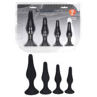 LEVELZ Slim Silicone Anal Plug Kit of 4 Black Butt Plugs - Set of 4 Sizes