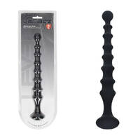 LEVELZ Ribbed Silicone Flared Anal Probe Black 26.7 cm Anal Beads