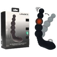 LEVELZ Rechargeable Beaded Prostate Massager Black USB Rechargeable Heating + Vibrating Prostate Massager