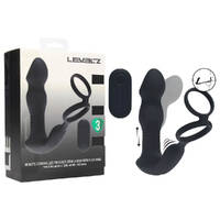 LEVELZ Remote Controlled Prostate Stimulator with Cock Ring Black USB Rechargeable Vibrating Thrusting Prostate Massager with Cock Ring