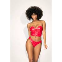 2 Pc  Vinyl Bustier/Thong S