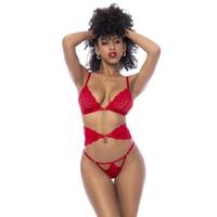 3 Pc Set W/ Bra Panties And Flexible Corset S/M