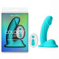 Colours Curve - Vibrating 5'' Dildo - Teal Teal 12.6 cm USB Rechargeable Vibrating Dildo with Wireless Remote