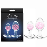 Glams Cosmic 2pc Kit - Pink Clear/Pink Butt Plugs - Set of 2 Sizes