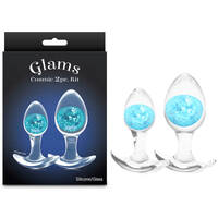 Glams Cosmic 2pc Kit - Blue Clear/Blue Butt Plugs - Set of 2 Sizes