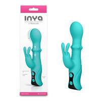 INYA Cyberluxe - Aqua Aqua 18 cm USB Rechargeable Rabbit Vibrator with Sliding Ring Shaft