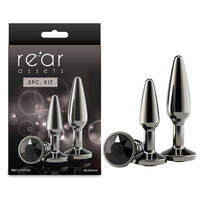 Rear Assets Tapered Trainer Kit - Gunmetal Gunmetal Grey Metal Butt Plugs - Set of 2 Sizes
