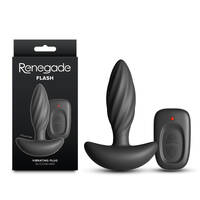 Renegade Flash - Black Black 10.3 cm USB Rechargeable Vibrating Butt Plug
