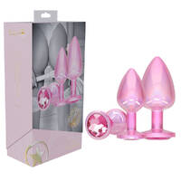 OUCH! Paris Collection - Metal Anal Plug Set - Pink Metallic Pink Butt Plugs with Gem Bases - Set of 3 Sizes